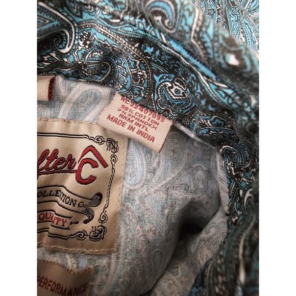 Rafter C Cowboy Collection Pro Flex 45 Performance Medium Green Paisley Shirt - Picture 15 of 16